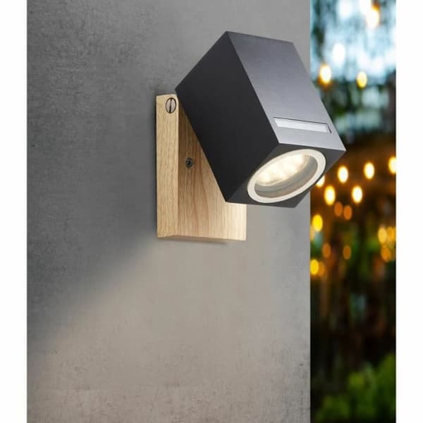 Væglampe Brilliant Galeni Sort Natur Metal Krystal 20 W GU10