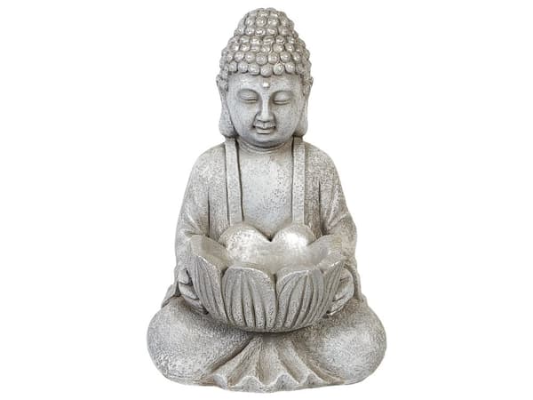 Dekorativ figur grå MgO 44 cm statue Buddha tilbehør moderne stil have stue værelse
