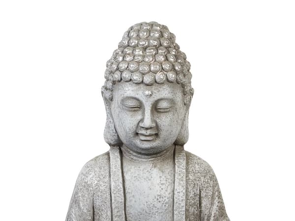 Dekorativ figur grå MgO 44 cm statue Buddha tilbehør moderne stil have stue værelse