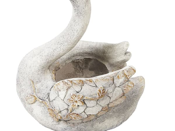 Dekorativ figur hvid MgO 40 cm statuette svane forår tilbehør moderne stil have stue