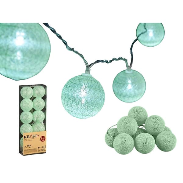 Bollkrans med LED Mint Ø 6 cm 2 m (18 antal)
