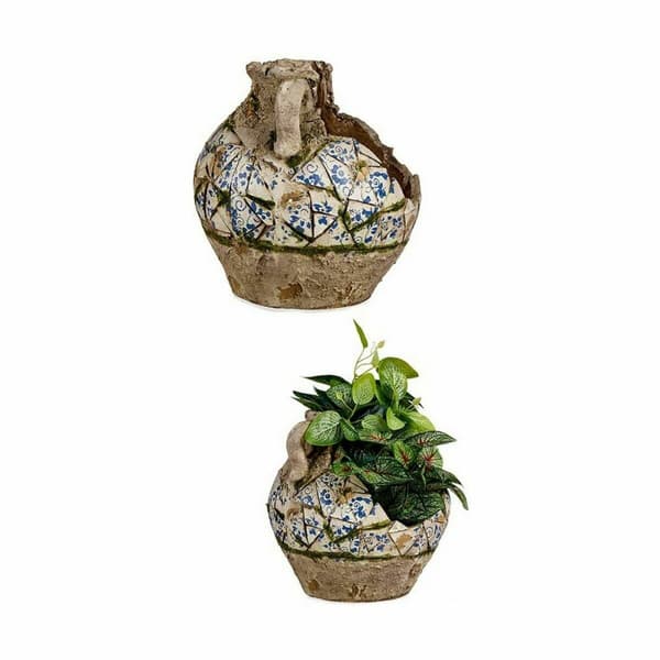 Koristeellinen puutarhahahmo Ibergarden ZD19022 Polyresiini Maljakko 28,5 x 28 x 28,5 cm (2 osaa)