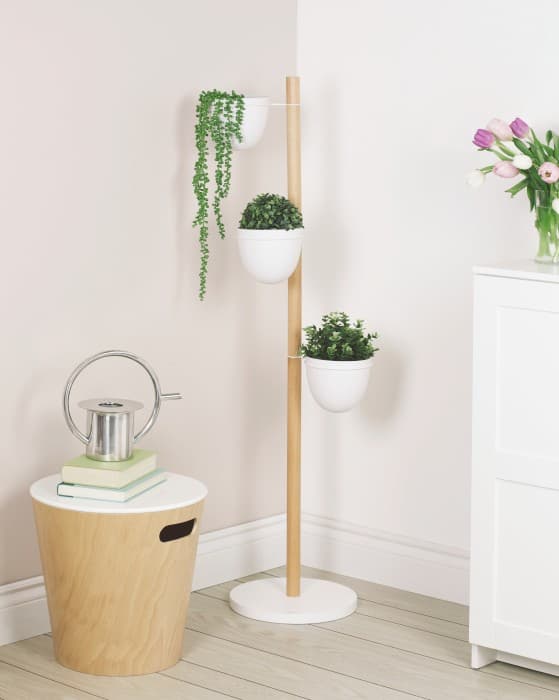 UMBRA-Stående blomsterstativ hvid/natur, FLORISTAND