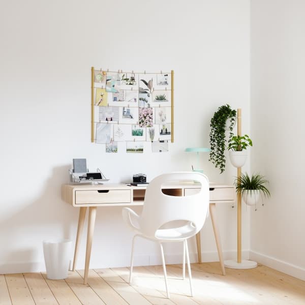 UMBRA-Stående blomsterstativ hvid/natur, FLORISTAND