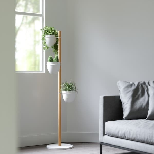UMBRA-Stående blomsterstativ hvid/natur, FLORISTAND