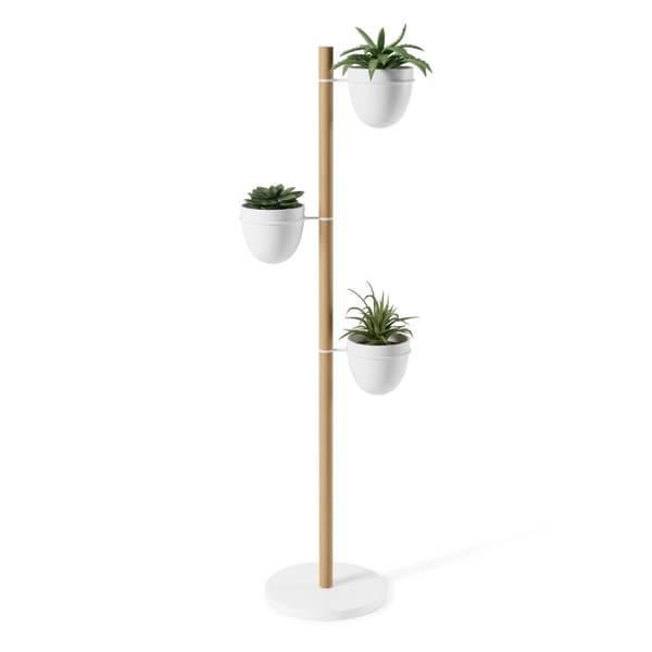 UMBRA-Stående blomsterstativ hvid/natur, FLORISTAND