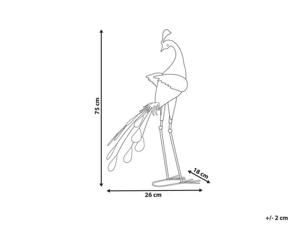 Dekorationsfigur Metall Blå 75 cm Accent Stycke Påfågel Inomhus Utomhus Dekoration Vardagsrum