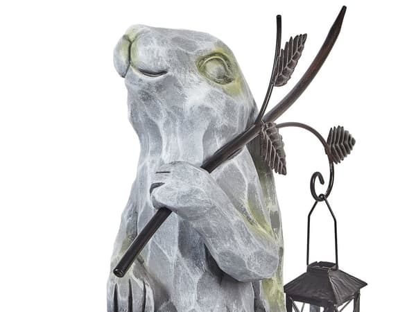 Dekorativ Figurin Grå MgO 37 cm Accent Prydnad Påskhare Inomhus Utomhus Dekoration Vardagsrum