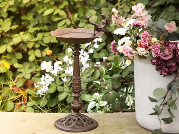Fuglebad Brun Jern 53 x 24 cm Antikk stil Dekorativ figur Hage Dekor Hagedekorasjon