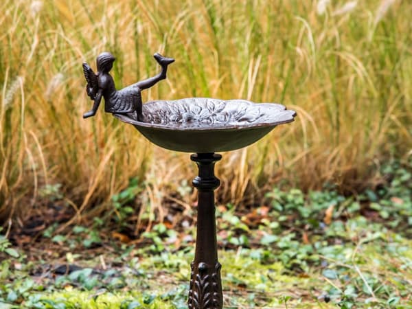 Fuglebad Brun Jern 53 x 24 cm Antikk stil Dekorativ figur Hage Dekor Hagedekorasjon