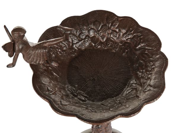 Fuglebad Brun Jern 53 x 24 cm Antikk stil Dekorativ figur Hage Dekor Hagedekorasjon