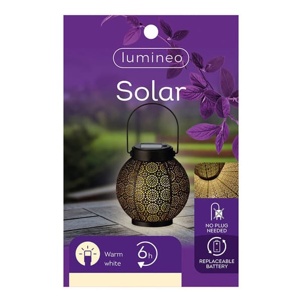 Lyhty Lumineo 897539 Aurinkokenno 16 cm Musta Metalli