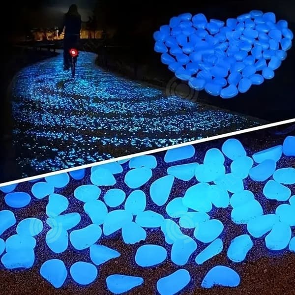 INN Luminous Pebble Pebbles 100 bitar Luminous Stones Luminous Gravel Cobblestones Trädgårdsgräs Fiskbehållare dekoration
