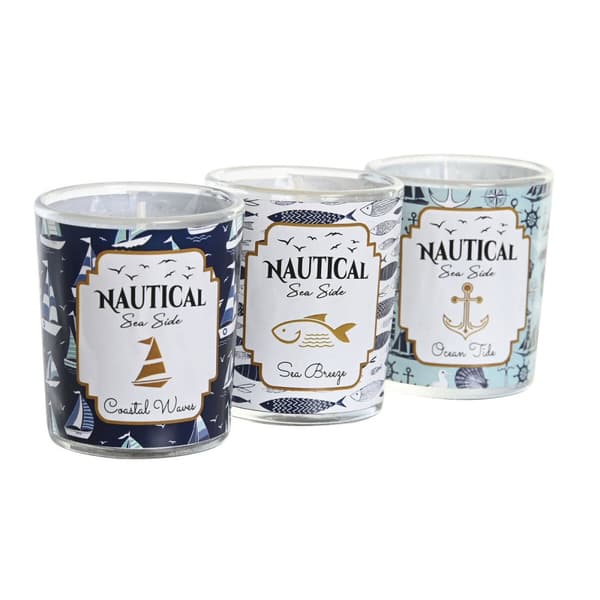 Kynttilä DKD Home Decor Sininen Vaha Kristalli 17 x 5 x 6 cm (3 osaa)