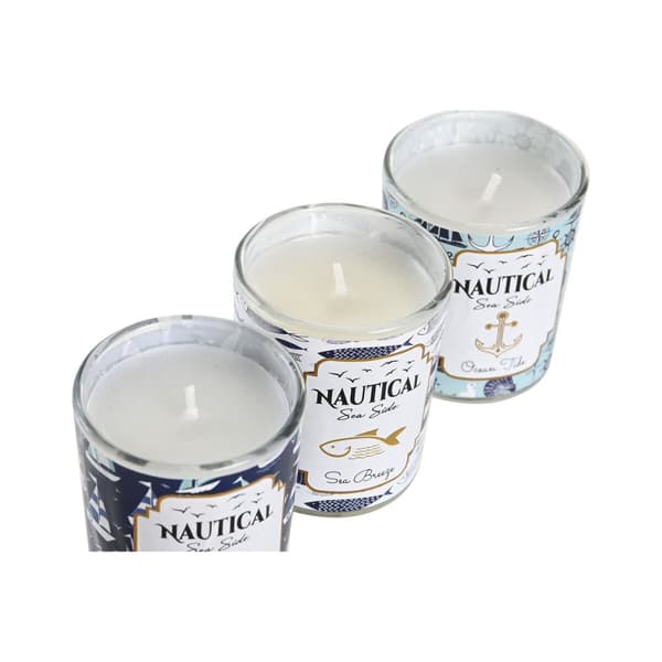 Kynttilä DKD Home Decor Sininen Vaha Kristalli 17 x 5 x 6 cm (3 osaa)