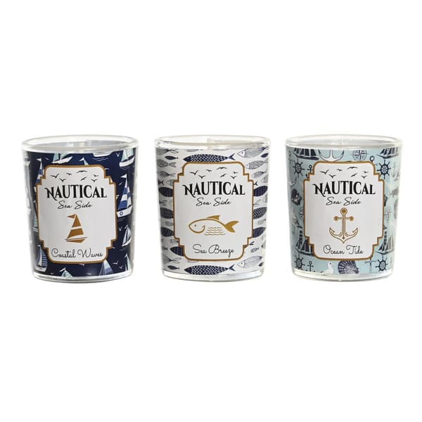 Kynttilä DKD Home Decor Sininen Vaha Kristalli 17 x 5 x 6 cm (3 osaa)