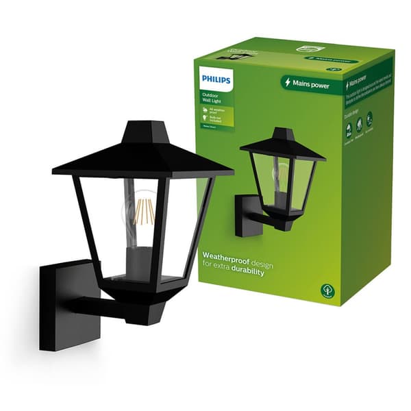 Vägglykta Philips Svart Aluminium E27