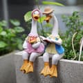 Miniatyrbillede 4 af 5: Bomclap-statuer til haven – 2-pak harpiks-siddende ænder, udendørs dekoration til haven, dekorative gårdstatuer