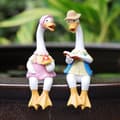 Miniatyrbillede 1 af 5: Bomclap-statuer til haven – 2-pak harpiks-siddende ænder, udendørs dekoration til haven, dekorative gårdstatuer