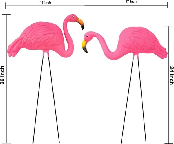 OBOSOE 2-pak lyserøde flamingo havepynt – 60 cm plastikstatuer til udendørs dekoration