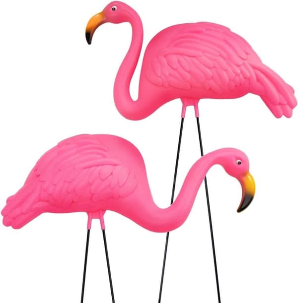 OBOSOE 2-pak lyserøde flamingo havepynt – 60 cm plastikstatuer til udendørs dekoration