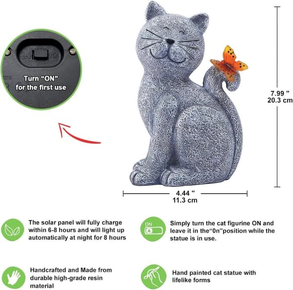 OBOSOE Solar Decoration Cat – Puutarhakoriste LEDillä, ulkokoristelu ja aurinkoenergialamppu terassille