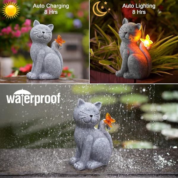 OBOSOE Solar Decoration Cat – Puutarhakoriste LEDillä, ulkokoristelu ja aurinkoenergialamppu terassille