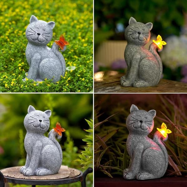 OBOSOE Solar Decoration Cat – Puutarhakoriste LEDillä, ulkokoristelu ja aurinkoenergialamppu terassille