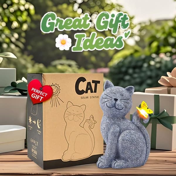 OBOSOE Solar Decoration Cat – Puutarhakoriste LEDillä, ulkokoristelu ja aurinkoenergialamppu terassille