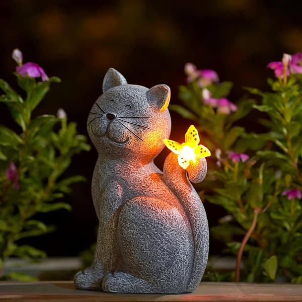 OBOSOE Solar Decoration Cat – Puutarhakoriste LEDillä, ulkokoristelu ja aurinkoenergialamppu terassille