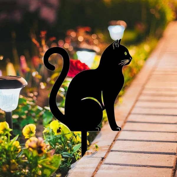 OBOSOE Kreativ djurdekoration i järn – insättningsbar trädgårdsfigur katt & hund