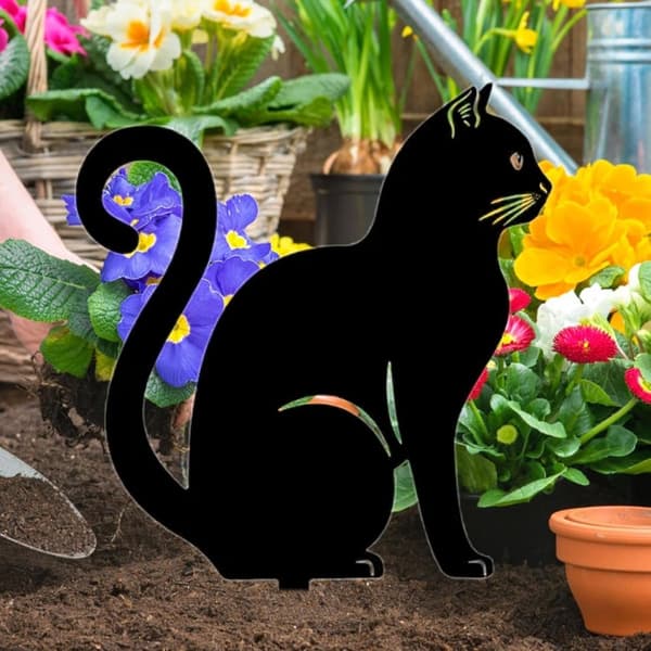 OBOSOE Kreativ djurdekoration i järn – insättningsbar trädgårdsfigur katt & hund