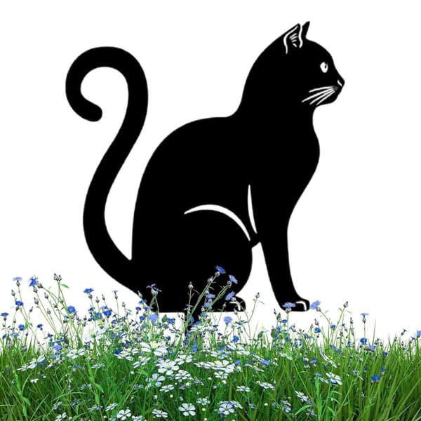 OBOSOE Kreativ djurdekoration i järn – insättningsbar trädgårdsfigur katt & hund