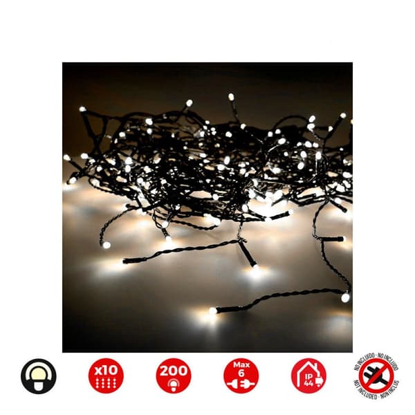 Gardinbelysning med LED EDM 71263 Easy-Connect 3,2 W Varmt ljus Varmvit 2 x 2 m