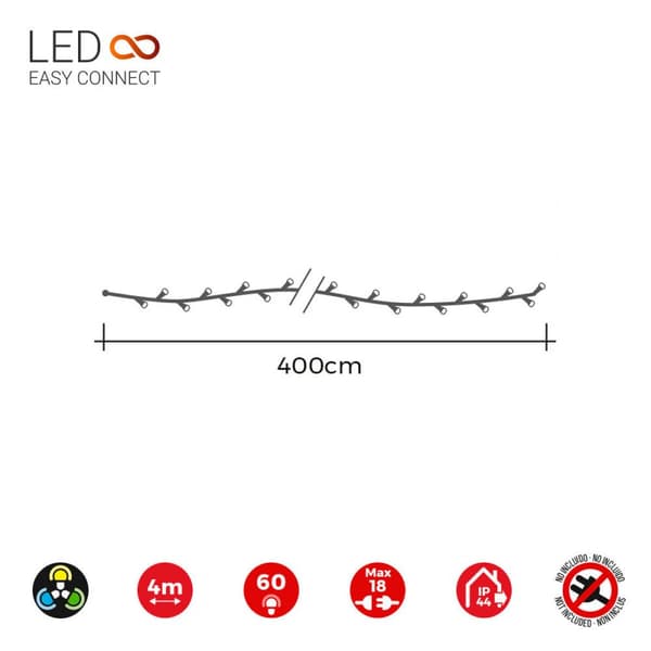 LED guirlande EDM 71253 Easy-Connect Multifarvet 4 m