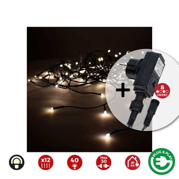 LED gardin EDM 71483 Icicle Easy-Connect 100 W 0,72 W Varmt lys Varm hvid 200 x 50 cm Hvid