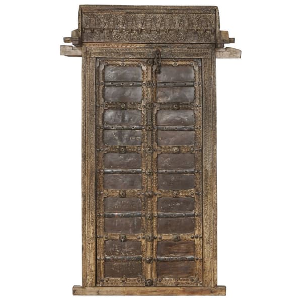 Dekorativ havefigur Home ESPRIT Brun Teak 120 X 46 X 190 cm Dør