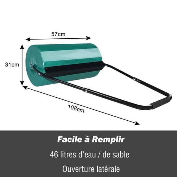 LZQ Metallgräsmatta rulle att fylla med vatten-sand - Fyllvolym: 46 L - rulle 57 cm bred