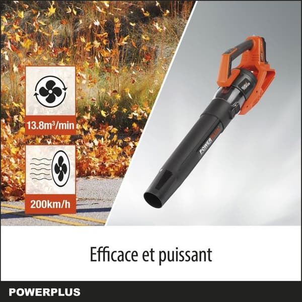 Dubbel kraftblåsare av PowDPG7526 - 40 V batterivark, löv, 200 km/h, utan batteri eller laddare