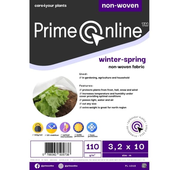 Non-woven 110g/m² vinter, vit, 3,2 x 10m