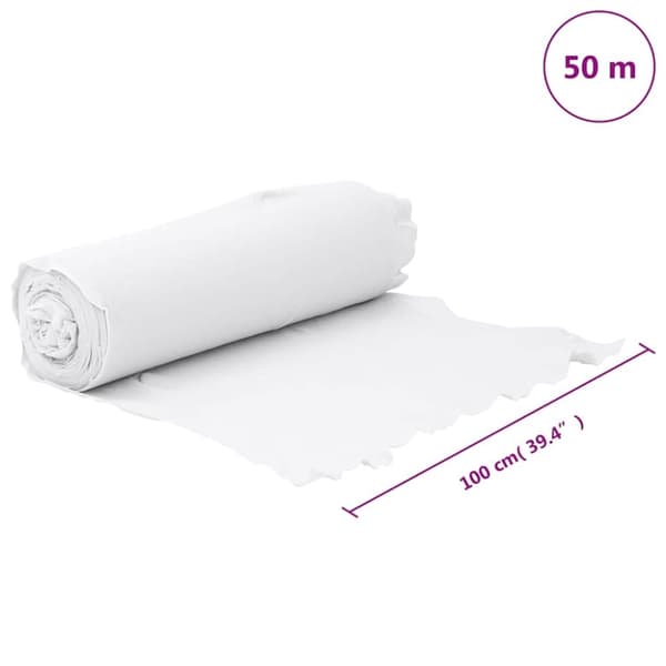 vidaXL Ogräsduk 1x50 m polyesterfiber vit