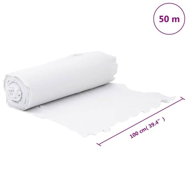 vidaXL Geotextilmembran hvit 1x50 m polyesterfiber