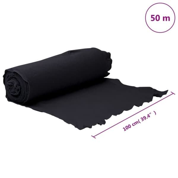 vidaXL Ogräsduk 1x50 m polyesterfiber svart -  Trädgårdstyg