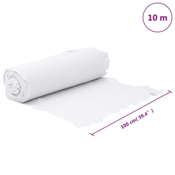 vidaXL Ogräsduk 1x10 m polyesterfiber vit - Trädgårdstyg