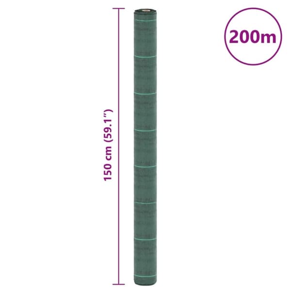 vidaXL Kontrollmatte for ugress grønn 1,5x200 m PP
