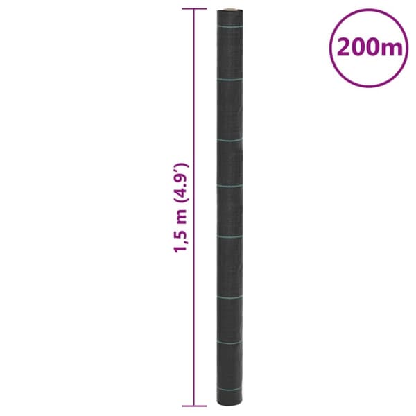 vidaXL ukrudtsdug 1,5x200 m PP sort