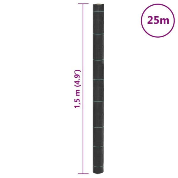 vidaXL ukrudtsdug 1,5x25 m PP sort