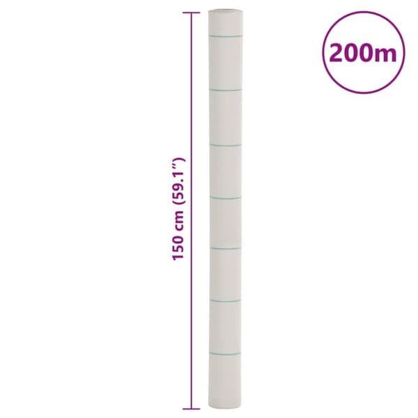 vidaXL ukrudtsdug 1,5x200 m PP hvid