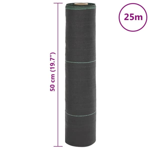 vidaXL ukrudtsdug 0,5x25 m PP sort