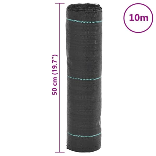 vidaXL Ogräsmatta svart 0,5x10 m PP